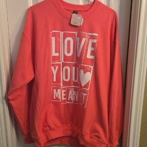 Coral 'Love You' Graphic Sweatshirt - Unbranded